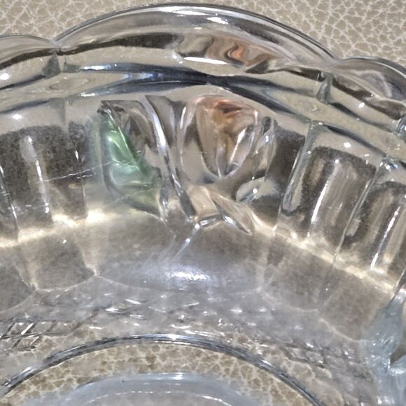 Vintage Pink Rose Glass Inlaid Rimmed Ashtray w/ Green Leaves 6" Diameter - Picture 8 of 10